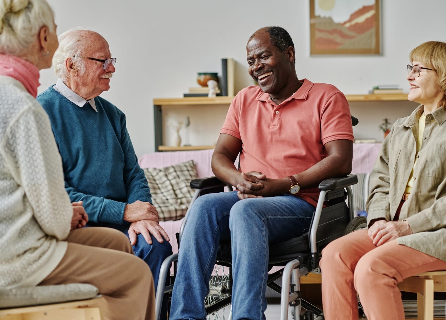 senior people talking to each other